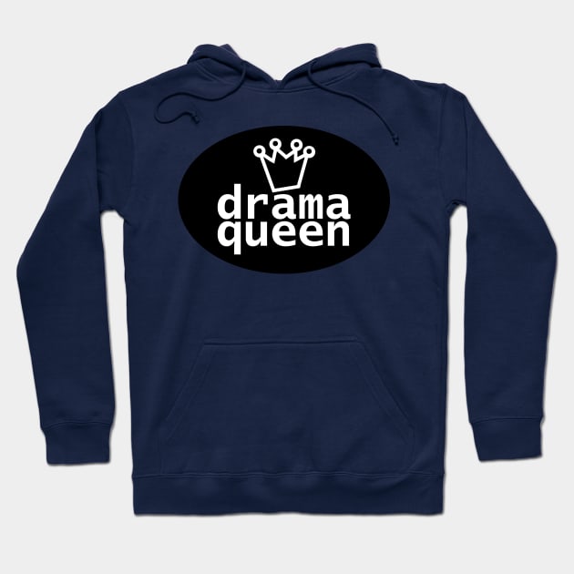 Drama Queen and Crown on Black Oval Hoodie by ellenhenryart